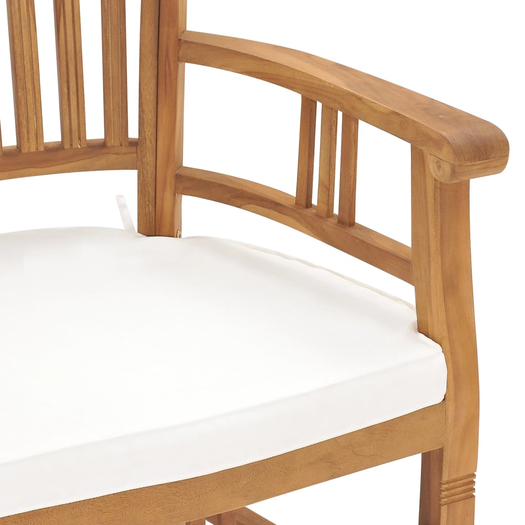 vidaXL Sodo kėdės su kreminėmis pagalvėlėmis, 2vnt., tikmedžio masyvas