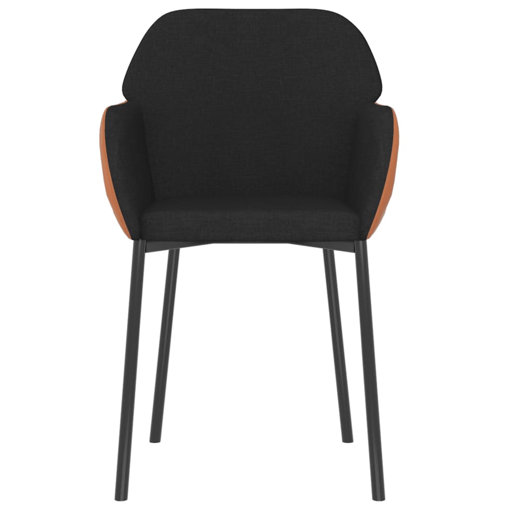 vidaXL Valgomojo kėdės, 2vnt., juodos spalvos, audinys ir dirbtinė oda