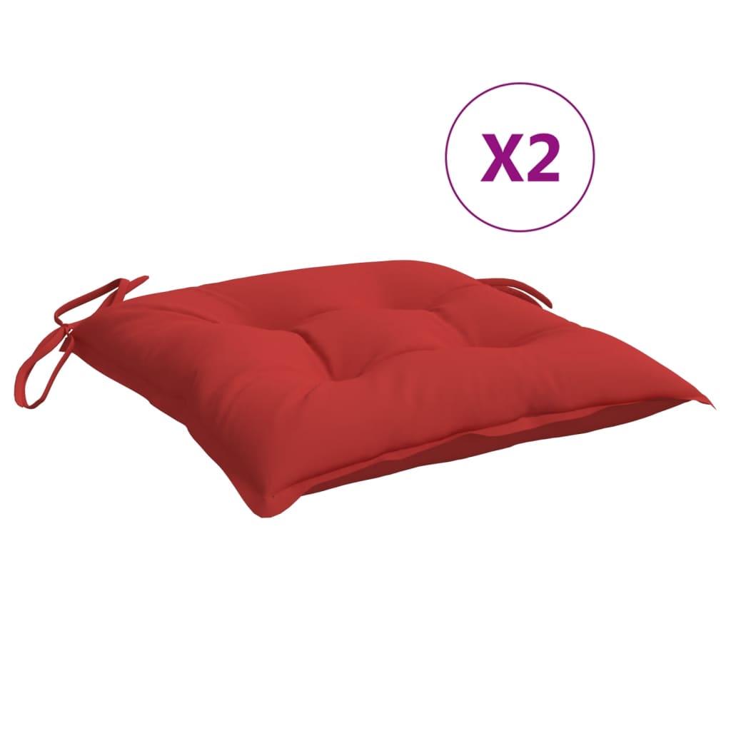 vidaXL Kėdės pagalvėlės, 2vnt., raudonos, 40x40x7cm, oksfordo audinys