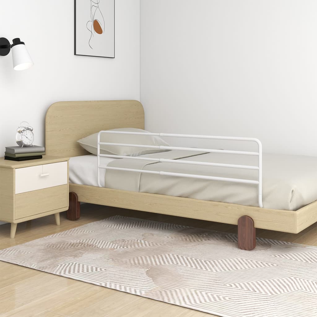 vidaXL Apsauginis turėklas vaiko lovai, baltas, (76–137)x55cm, geležis