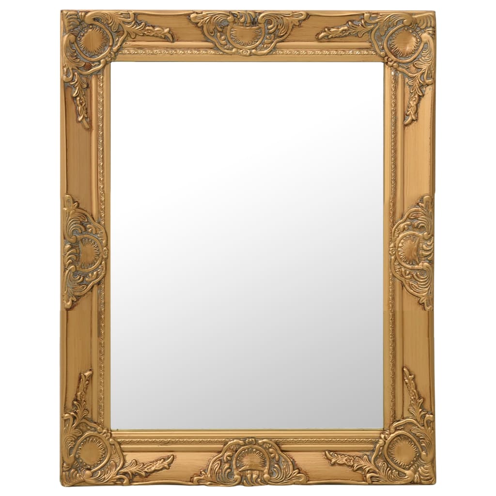 vidaXL Sieninis veidrodis, aukso spalvos, 50x60cm, barokinis stilius