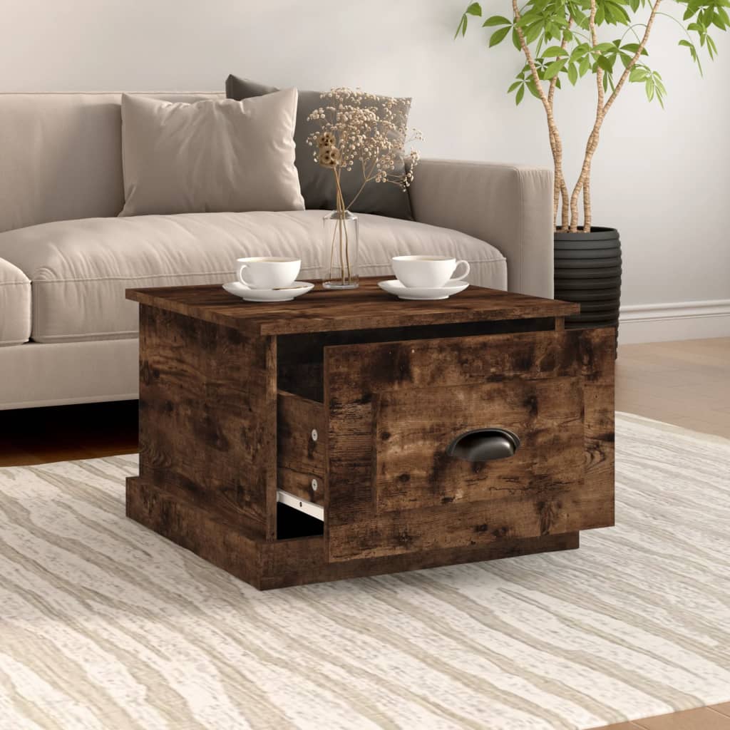 vidaXL Kavos staliukas, dūminio ąžuolo, 50x50x35cm, apdirbta mediena