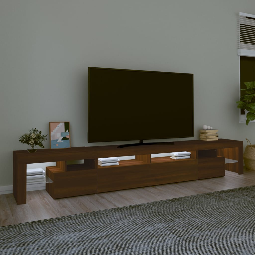 vidaXL Televizoriaus spintelė su LED, ruda ąžuolo, 260x36,5x40cm