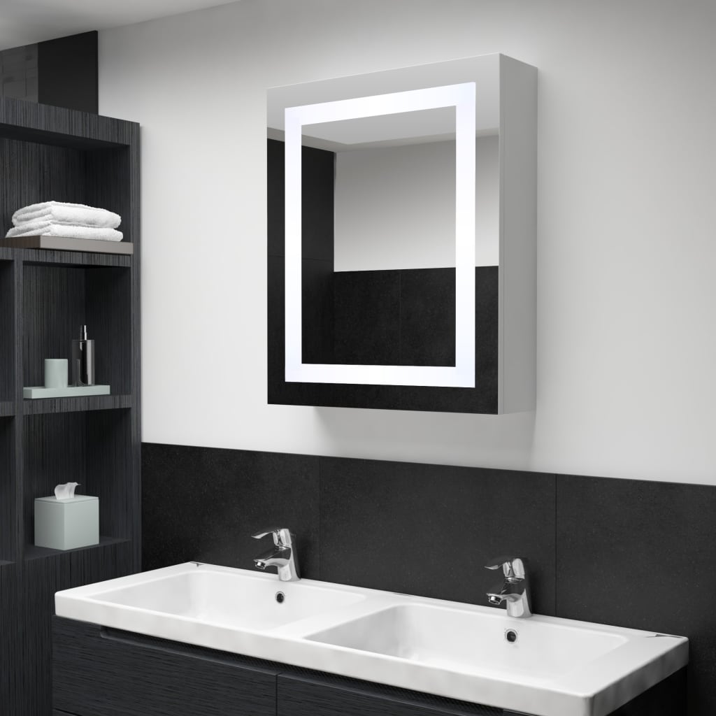 vidaXL Veidrodinė vonios spintelė su LED apšvietimu, 50x13x70cm