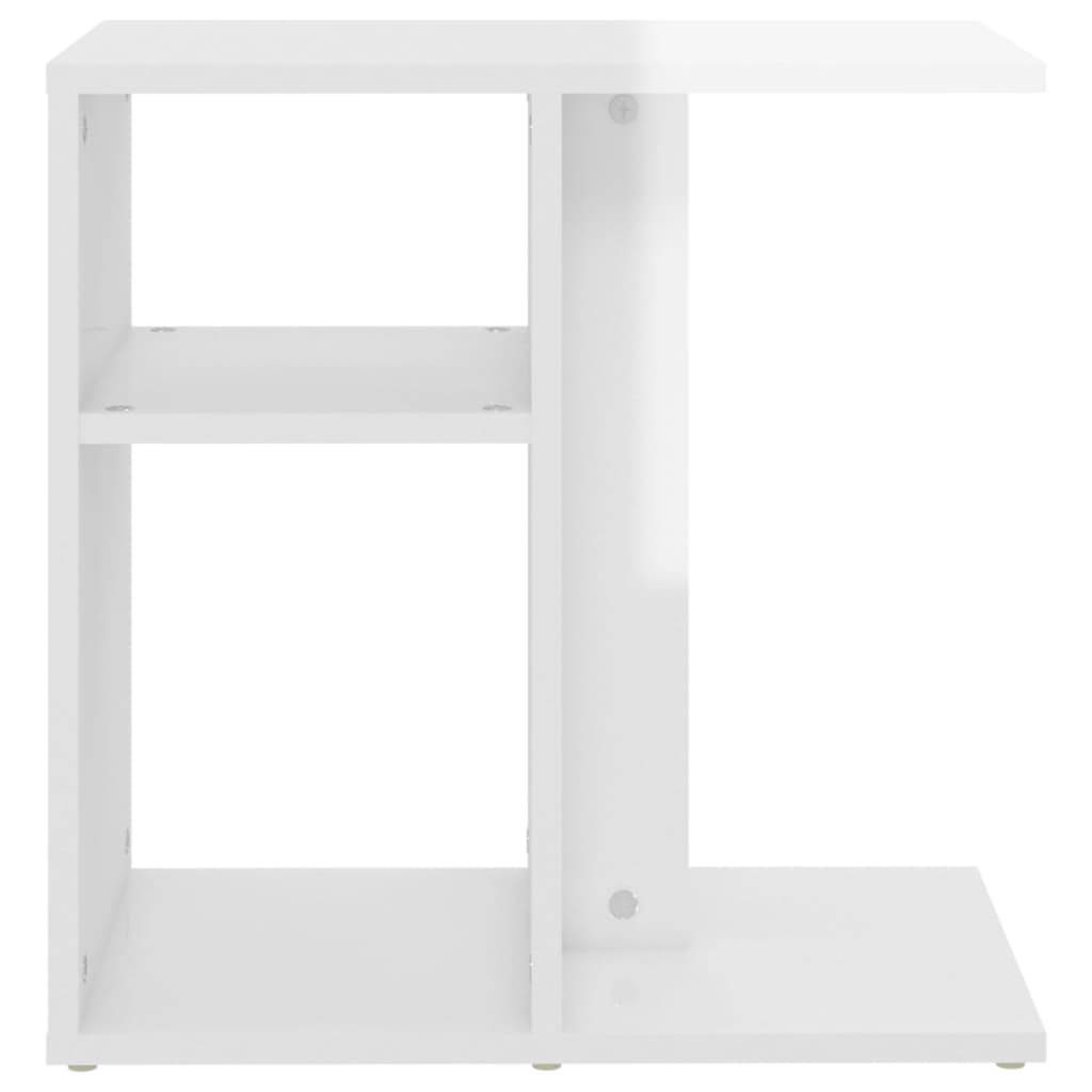 vidaXL Šoninis staliukas, baltos spalvos, 50x30x50cm, MDP, blizgus