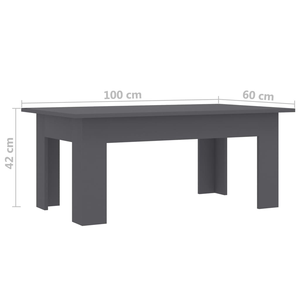vidaXL Kavos staliukas, pilkos spalvos, 100x60x42cm, MDP
