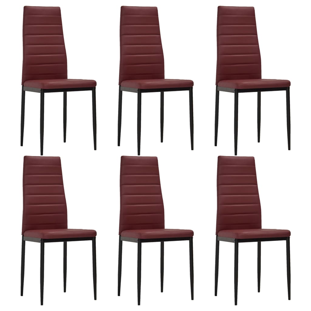 vidaXL Valgomojo kėdės, 6 vnt., raudonojo vyno spalvos, dirbtinė oda