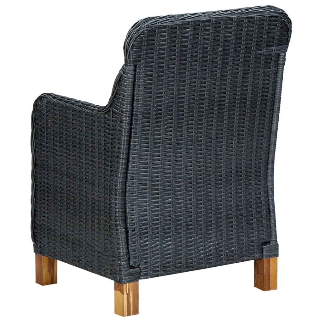vidaXL Sodo kėdės su pagalvėlėmis, 2vnt., tamsiai pilkos, poliratanas