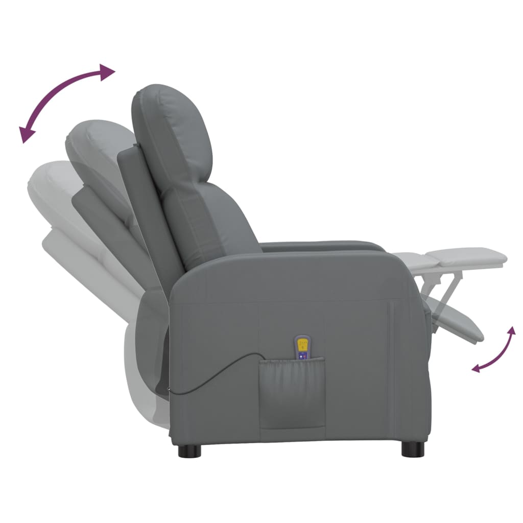 vidaXL Atlošiamas masažinis krėslas, antracito spalvos, dirbtinė oda