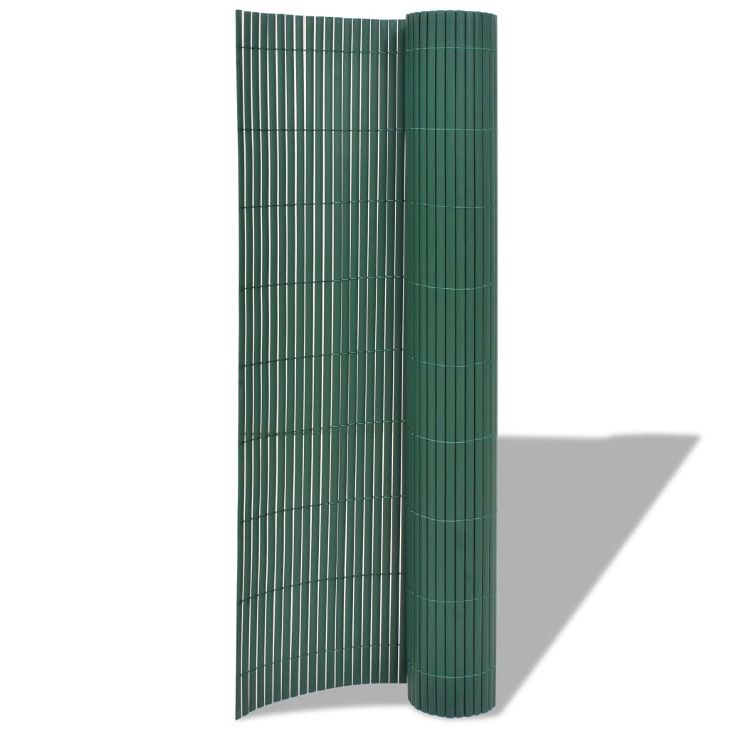 vidaXL Dvipusė sodo tvora, žalia, 90x300cm, PVC