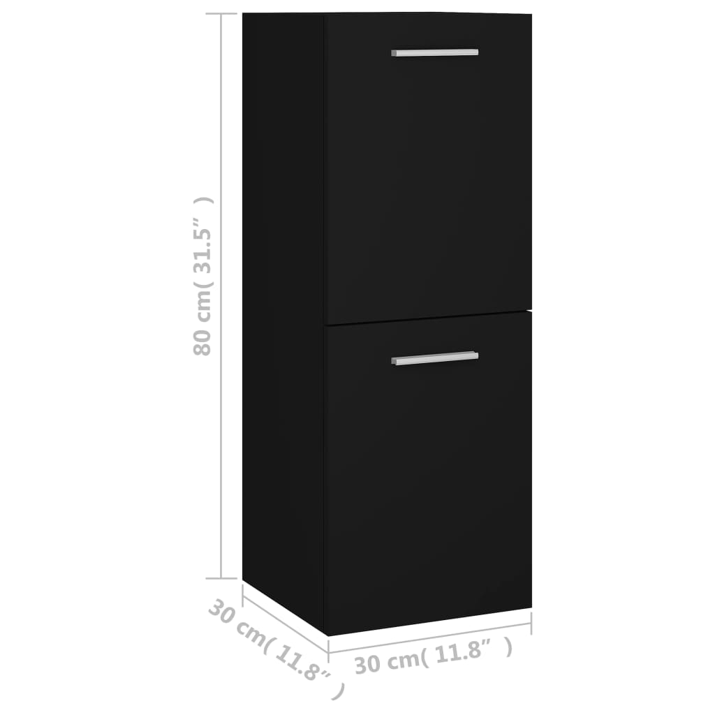 vidaXL Vonios kambario spintelė, juodos spalvos, 30x30x80cm, MDP