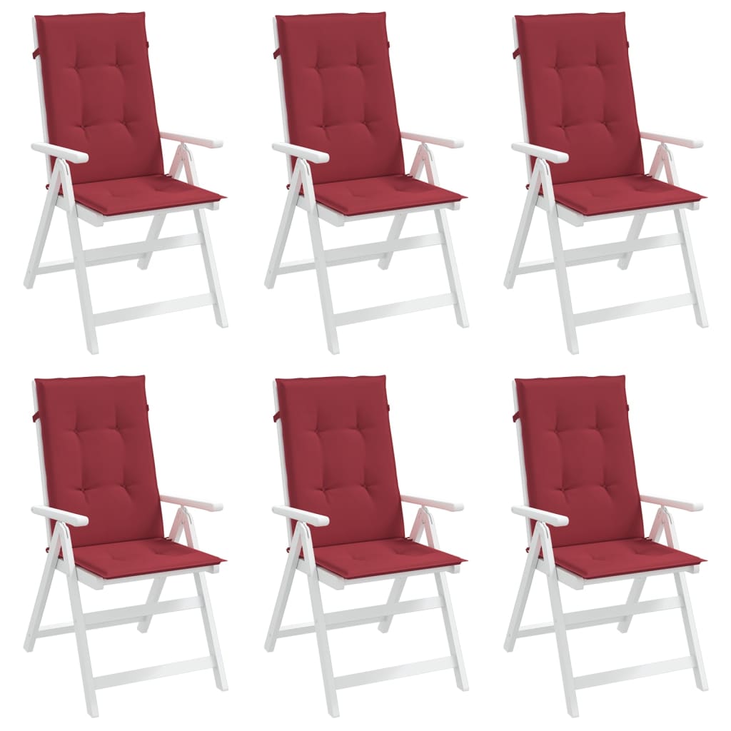 vidaXL Sodo kėdės pagalvėlės, 6vnt., vyno, 120x50x3cm, audinys