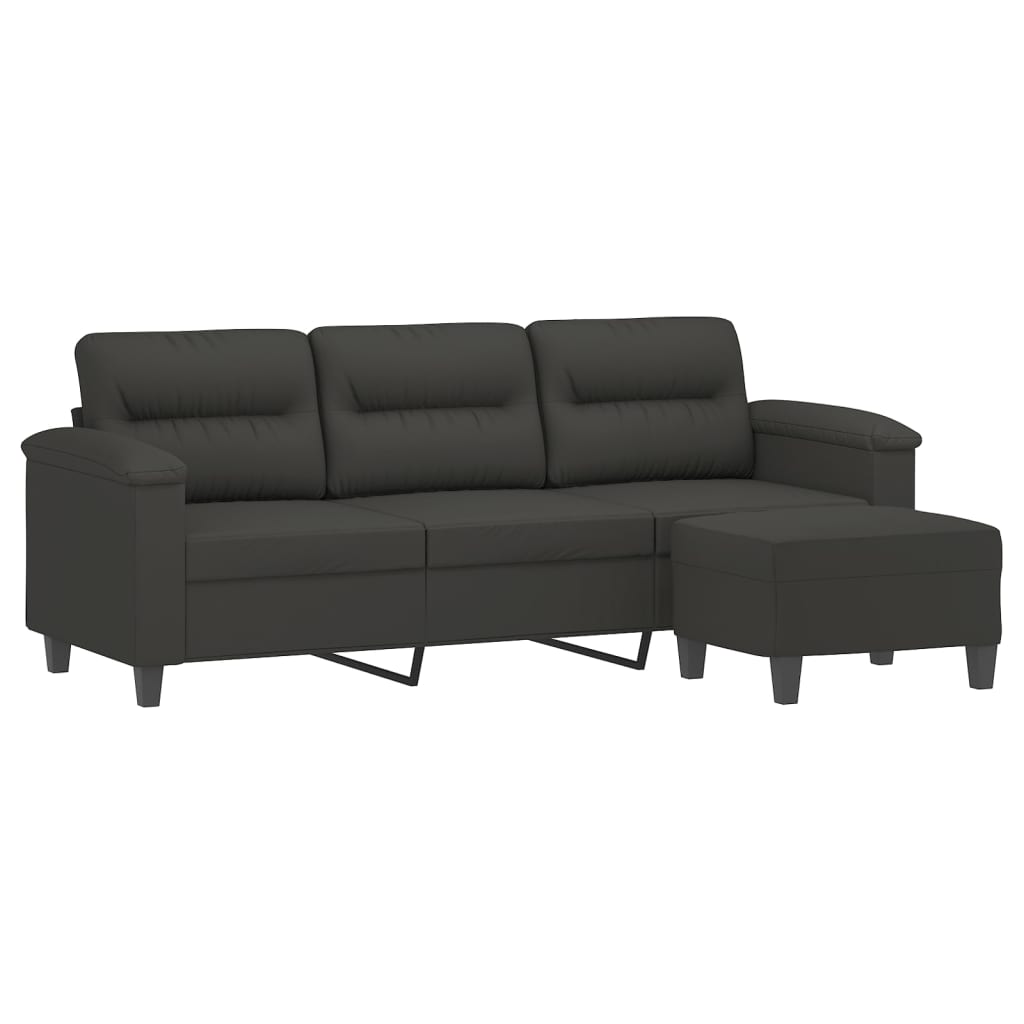 vidaXL Trivietė sofa su pakoja, tamsiai pilka, 180cm, audinys