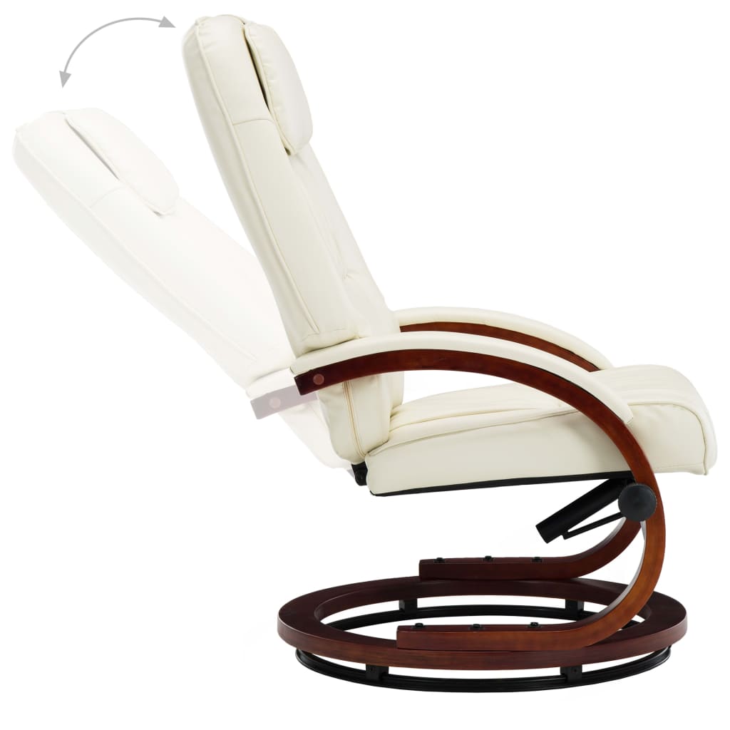 vidaXL Atlošiamas krėslas su pakoja, baltos kreminės sp., dirbtinė oda