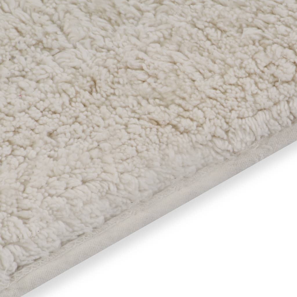 vidaXL Vonios kilimėlių rinkinys, 2d., audinys, baltos spalvos