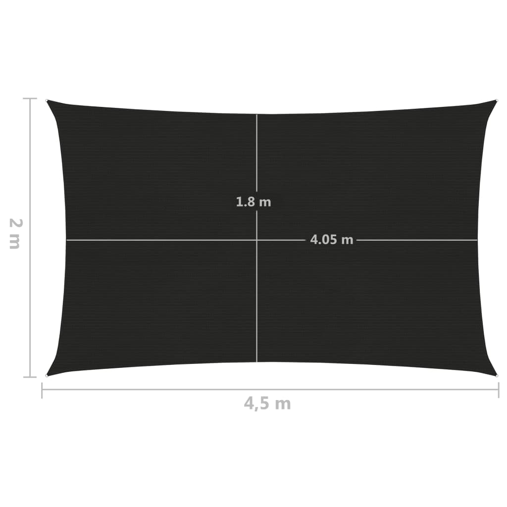 vidaXL Uždanga nuo saulės, juodos spalvos, 2x4,5m, HDPE, 160g/m²