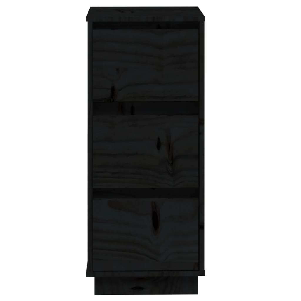 vidaXL Šoninė spintelė, juoda, 32x34x75cm, pušies medienos masyvas