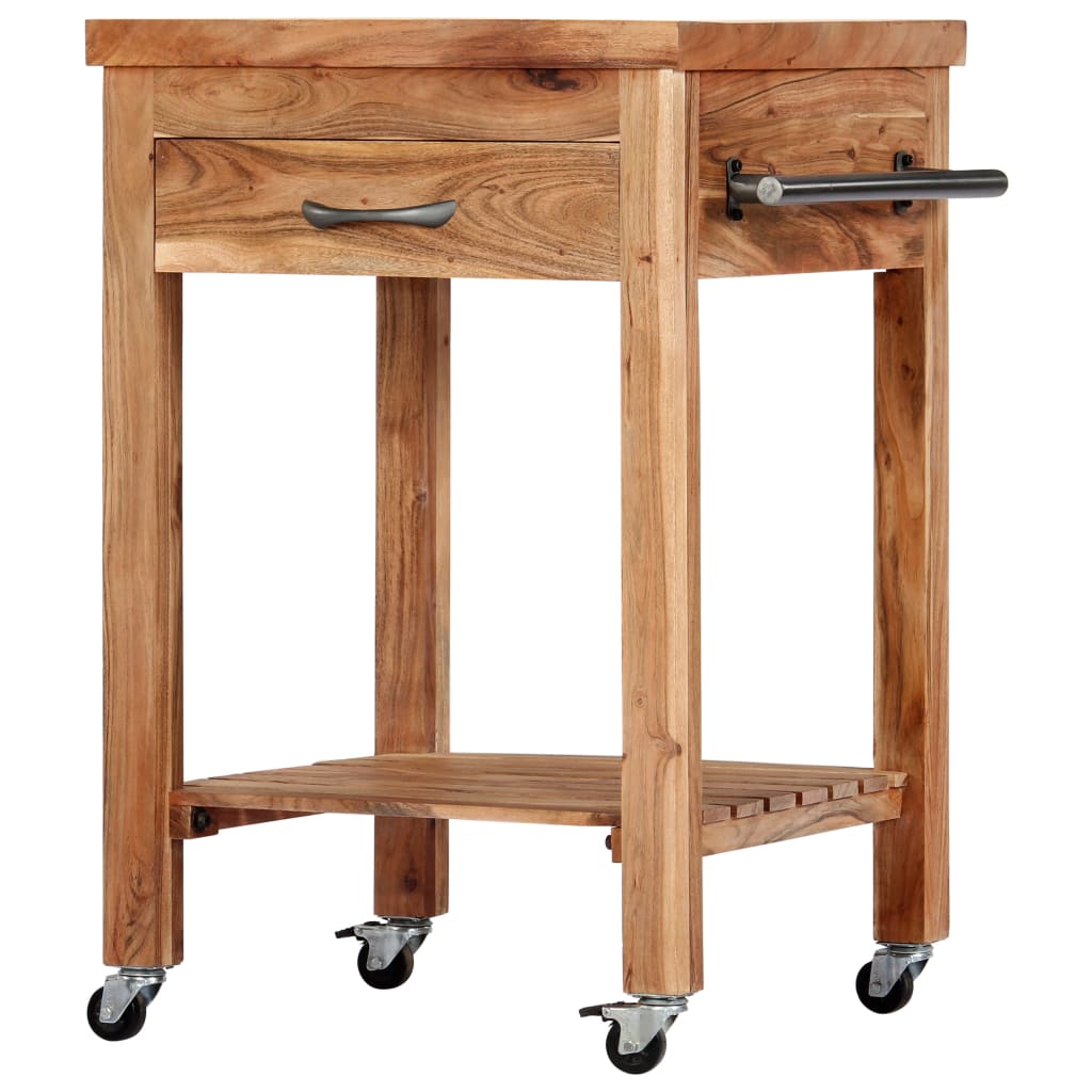vidaXL Virtuvės vežimėlis, 58x58x89cm, akacijos medienos masyvas