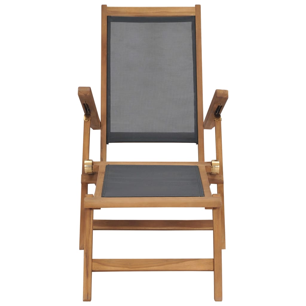 vidaXL Terasos kėdė su pakoja, juodos spalvos, tikmedžio masyvas