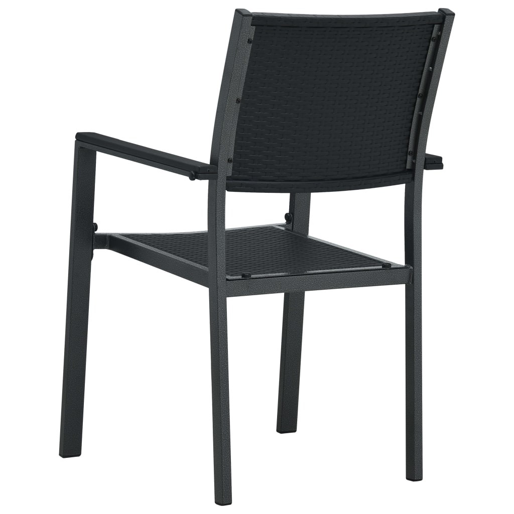 vidaXL Sodo kėdės, 2vnt., juodos spalvos, plastikas, ratano imitacija