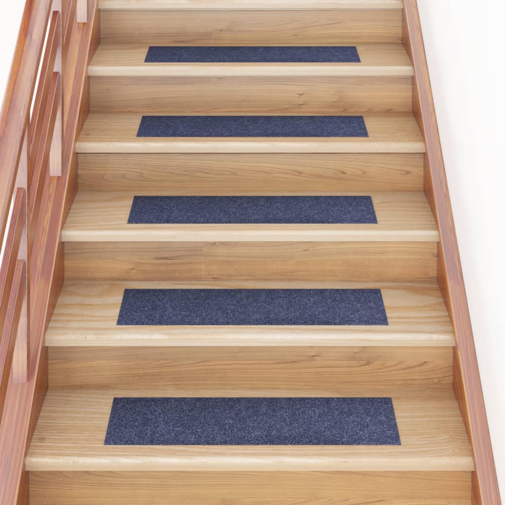 vidaXL Lipnūs laiptų kilimėliai, 15vnt., pilkai mėlyni, 76x20cm