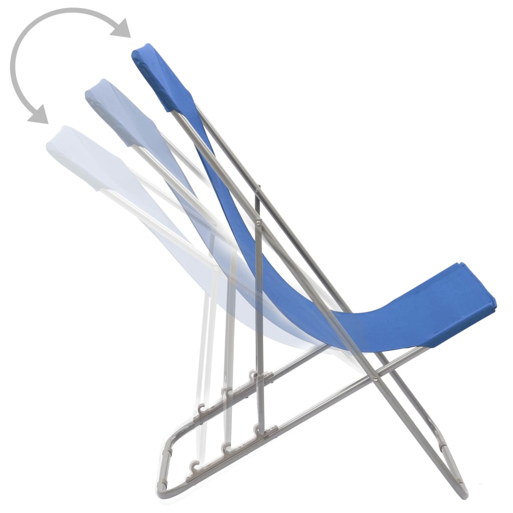 vidaXL Sulankstomos paplūdimio kėdės, 2vnt., mėlynos, plienas, audinys