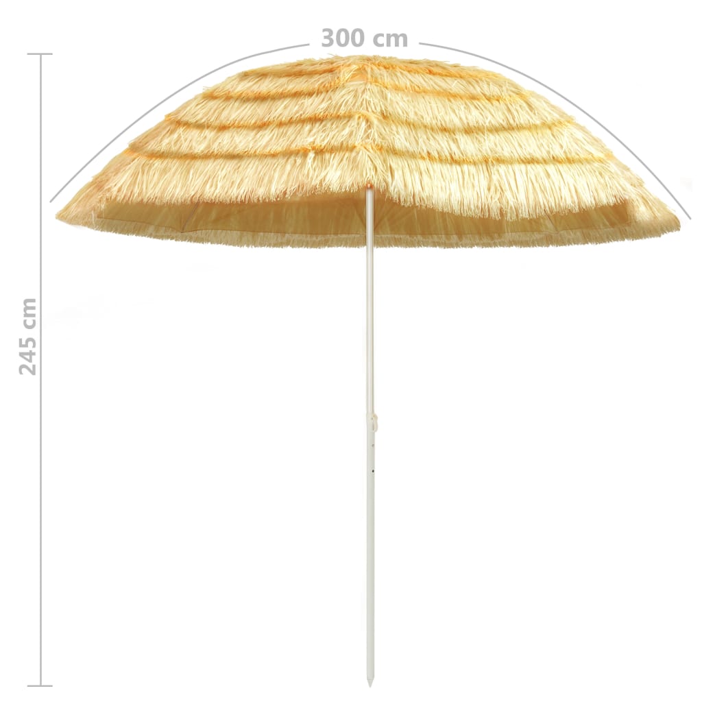 vidaXL Paplūdimio skėtis, natūralios sp., 300 cm, havajietiškas st.