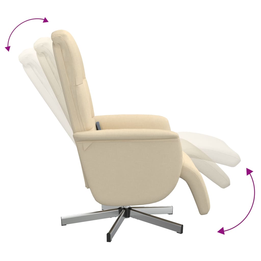 vidaXL Atlošiama masažinė kėdė su pakoja, kreminės spalvos, audinys