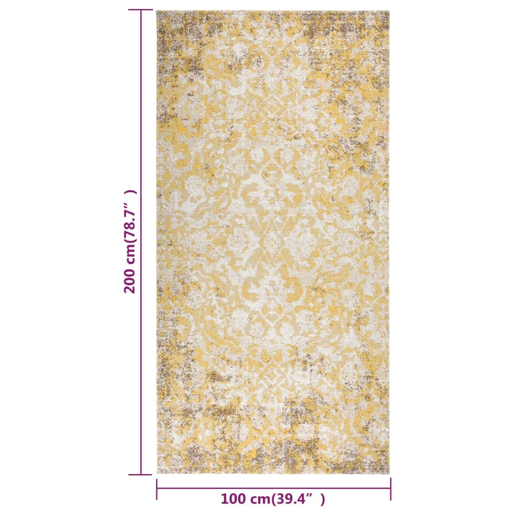 vidaXL Lauko kilimas, geltonos spalvos, 100x200cm, plokščio pynimo