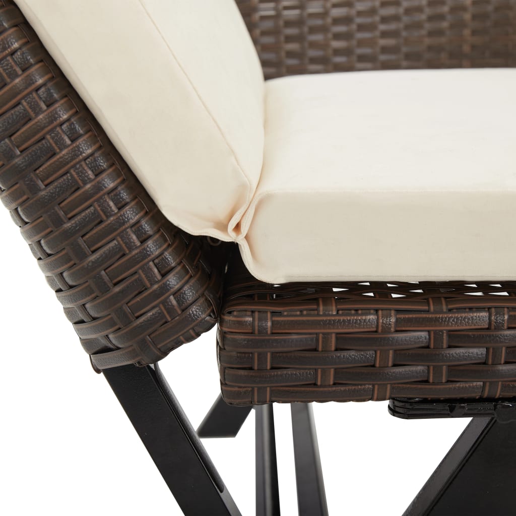 vidaXL Sodo suoliukas su pagalvėlėmis, rudas, 176cm, poliratanas