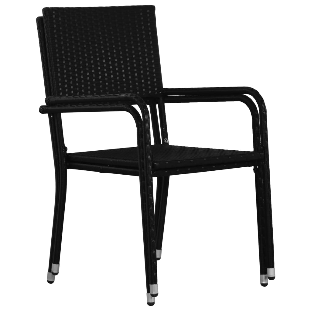 vidaXL Lauko valgomojo kėdės, 2vnt., juodos, poliratanas