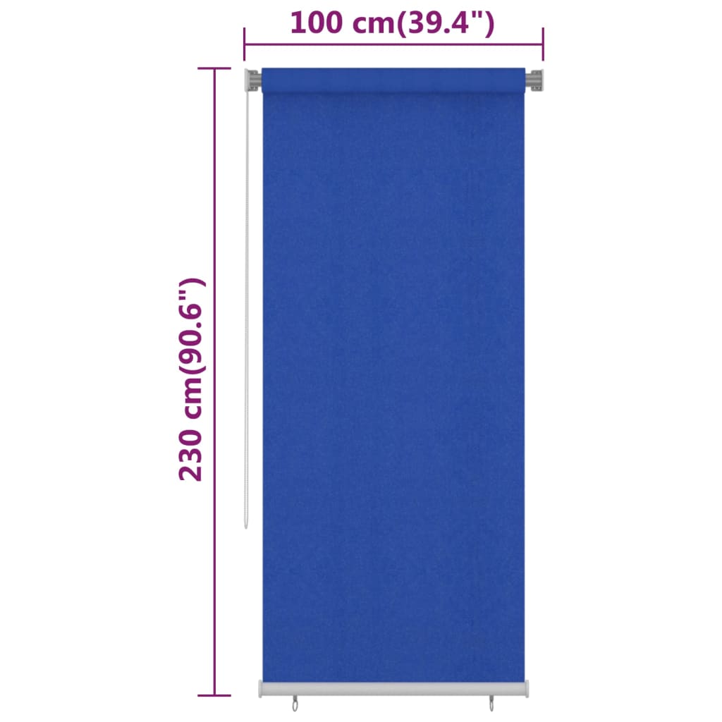 vidaXL Lauko roletas, mėlynos spalvos, 100x230cm, HDPE