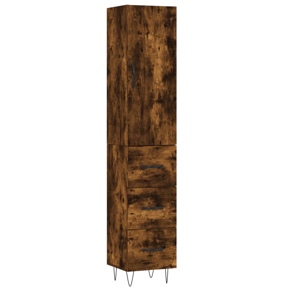 vidaXL Komoda, dūminio ąžuolo spalvos, 34,5x34x180cm, apdirbta mediena