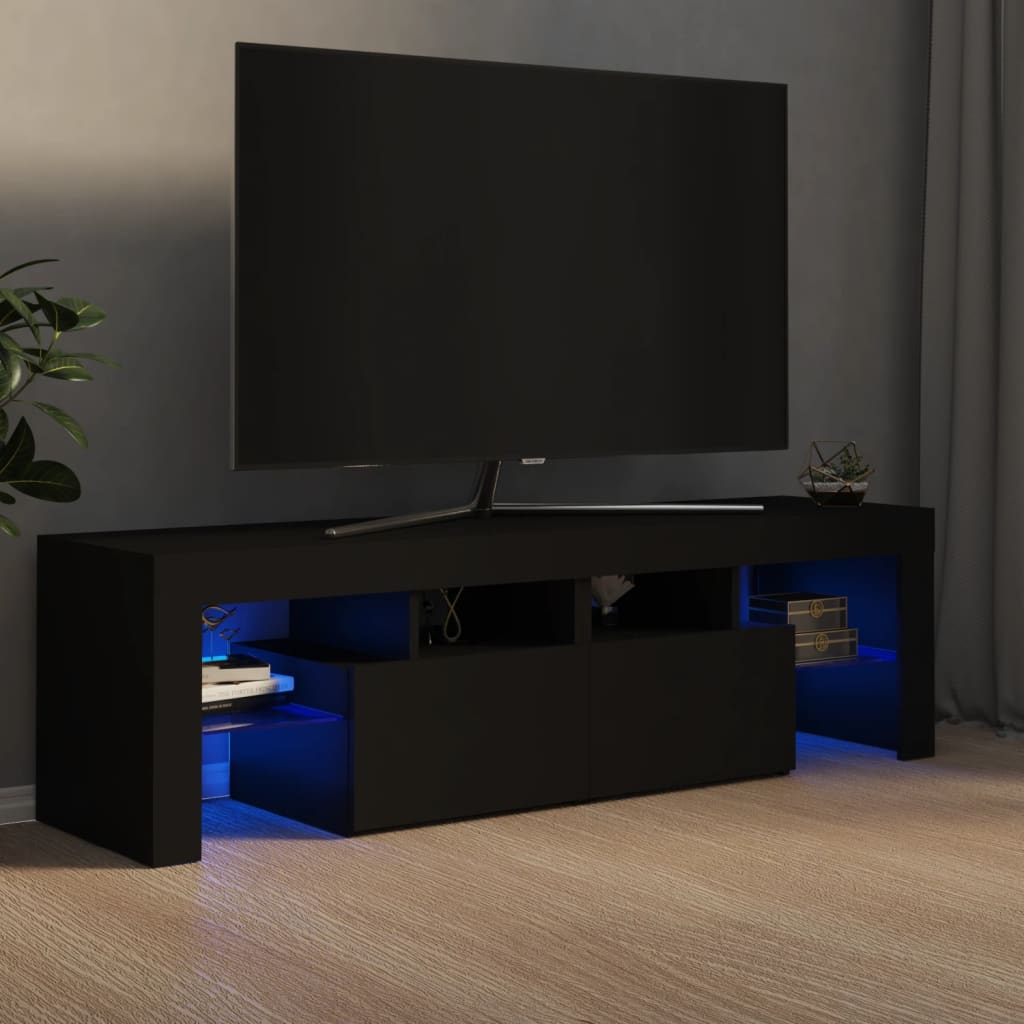 vidaXL Televizoriaus spintelė su LED apšvietimu, juoda, 140x36,5x40cm
