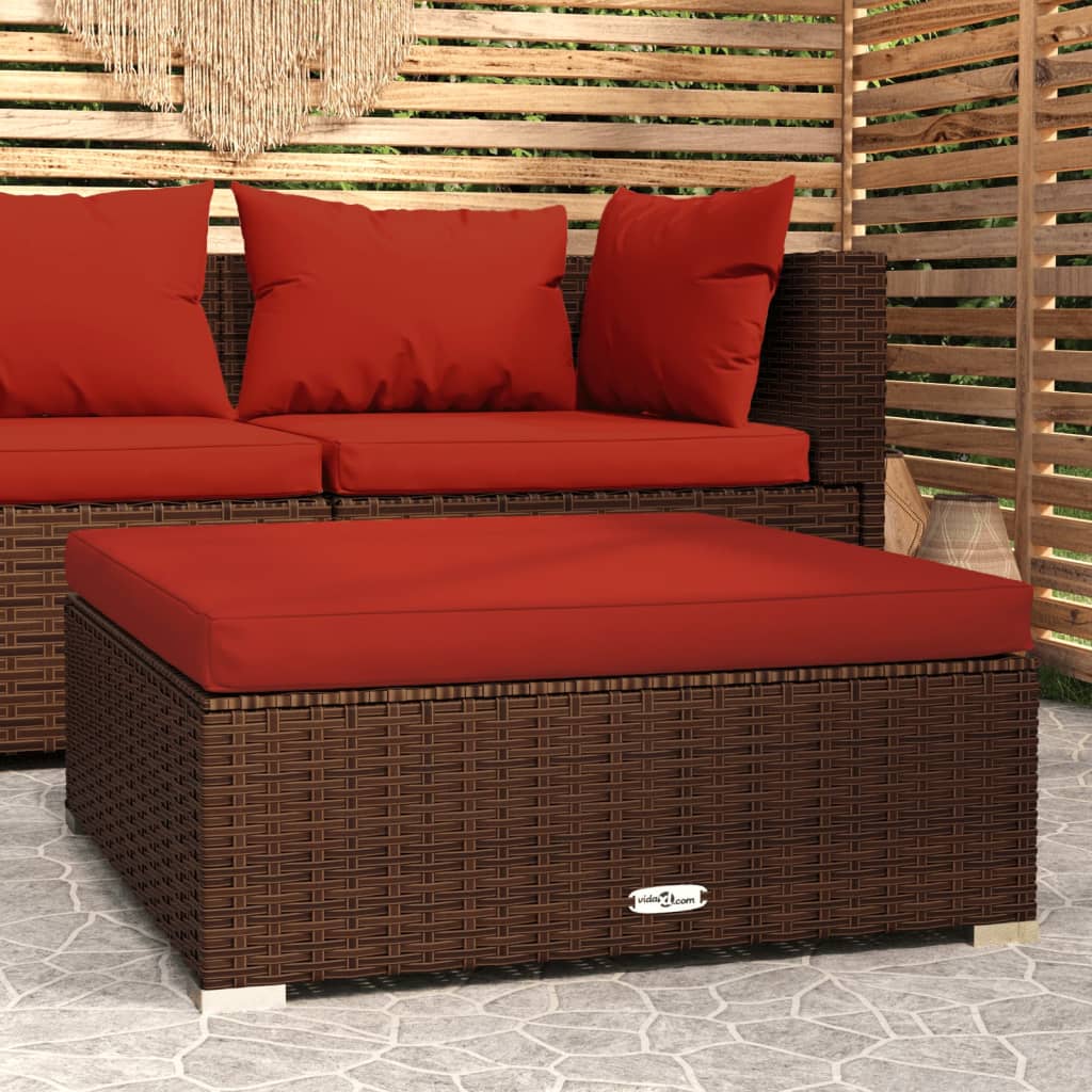 vidaXL Sodo pakoja su pagalvėle, ruda, 70x70x30cm, poliratanas