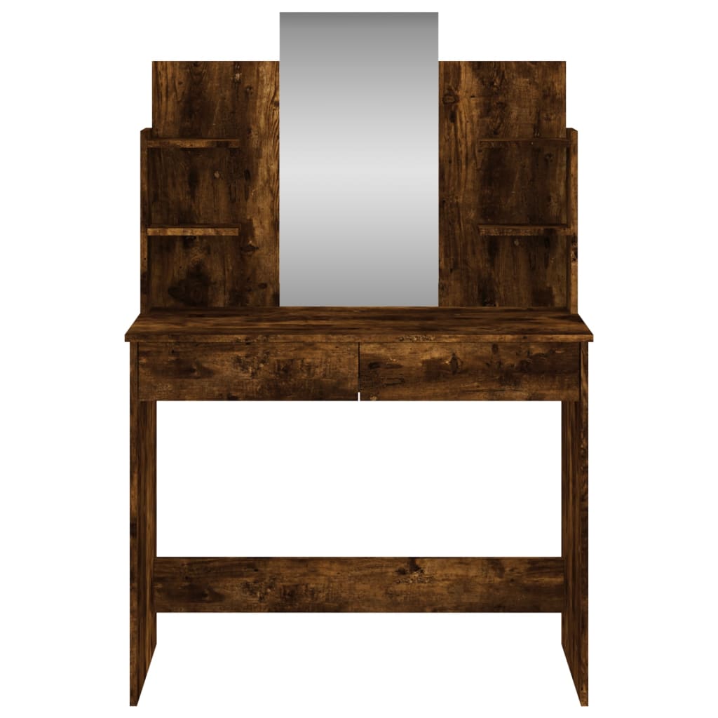 vidaXL Kosmetinis staliukas su veidrodžiu, dūminio ąžuolo, 96x39x142cm