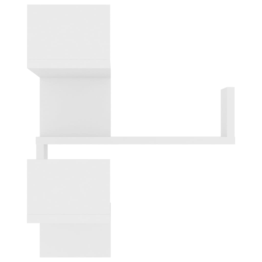 vidaXL Sieninė kampinė lentyna, balta, 40x40x50cm, MDP