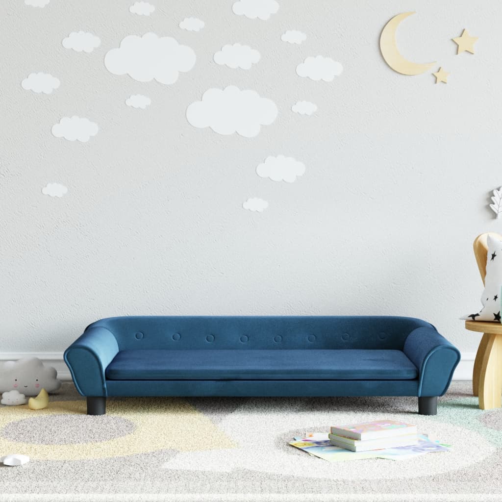 vidaXL Vaikiška sofa, mėlynos spalvos, 100x50x26cm, aksomas
