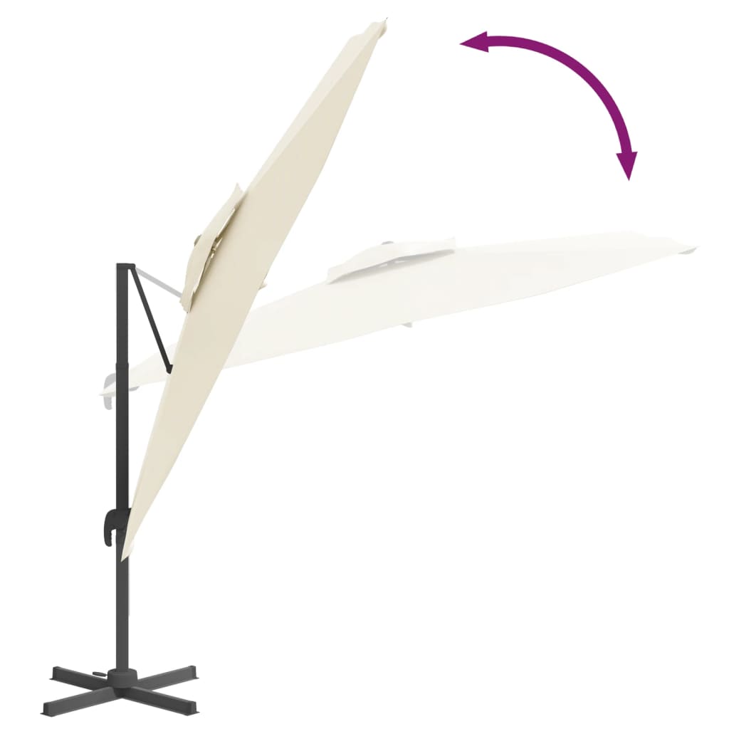 vidaXL Gembės formos skėtis su dvigubu viršumi, smėlio, 400x300cm