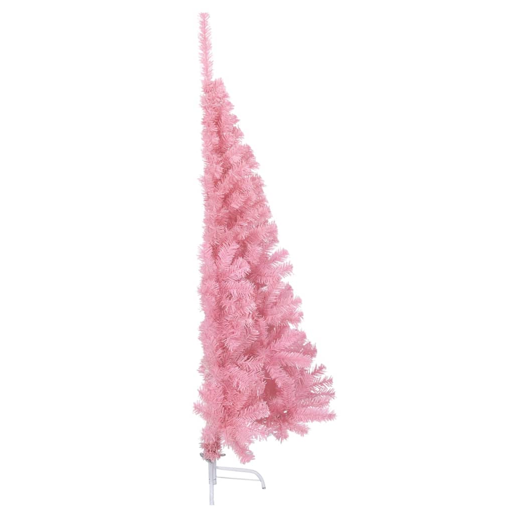 vidaXL Dirbtinė pusinė Kalėdų eglutė su stovu, rožinė, 120cm, PVC