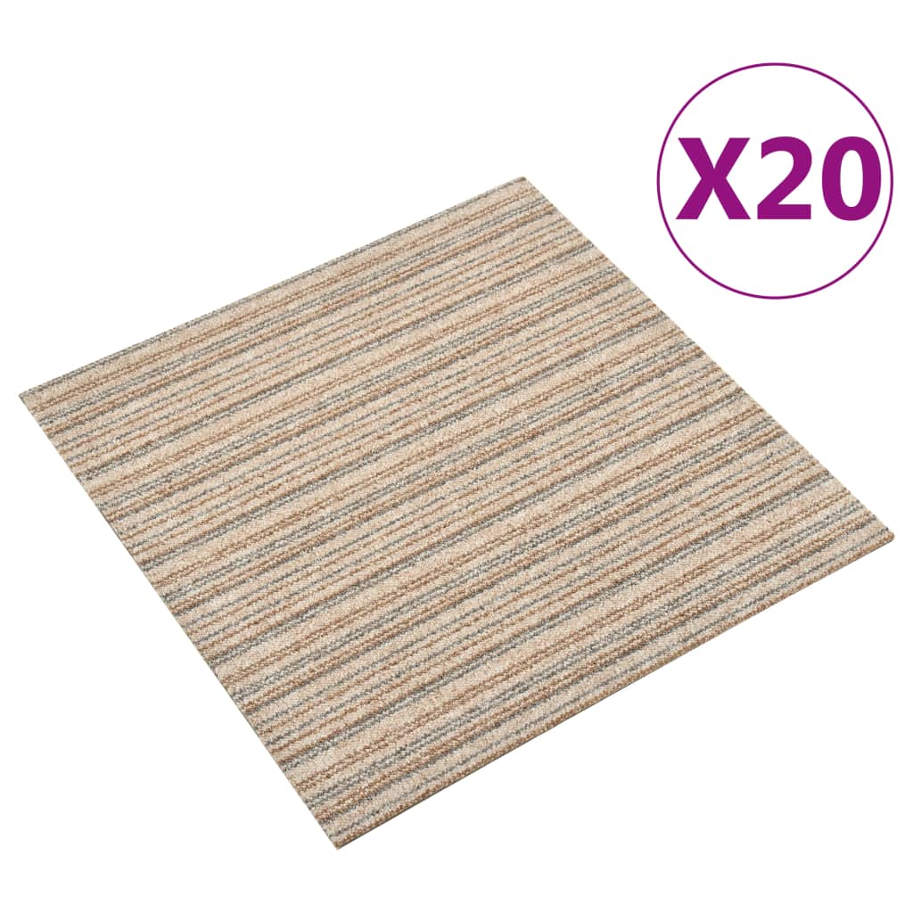 vidaXL Kiliminės plytelės, 20vnt., smėlio, 50x50cm, 5m², dryžuotos
