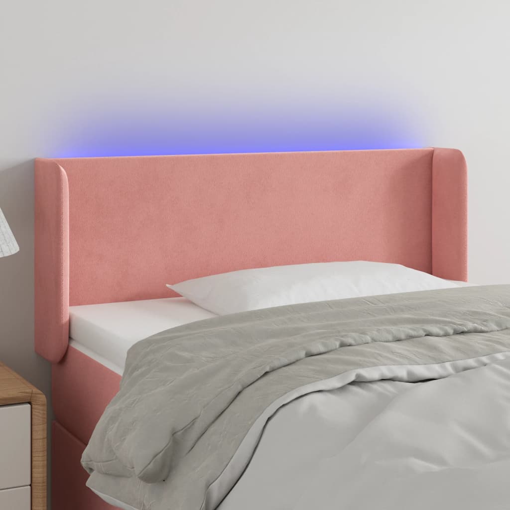 vidaXL Galvūgalis su LED, rožinės spalvos, 93x16x78/88cm, aksomas