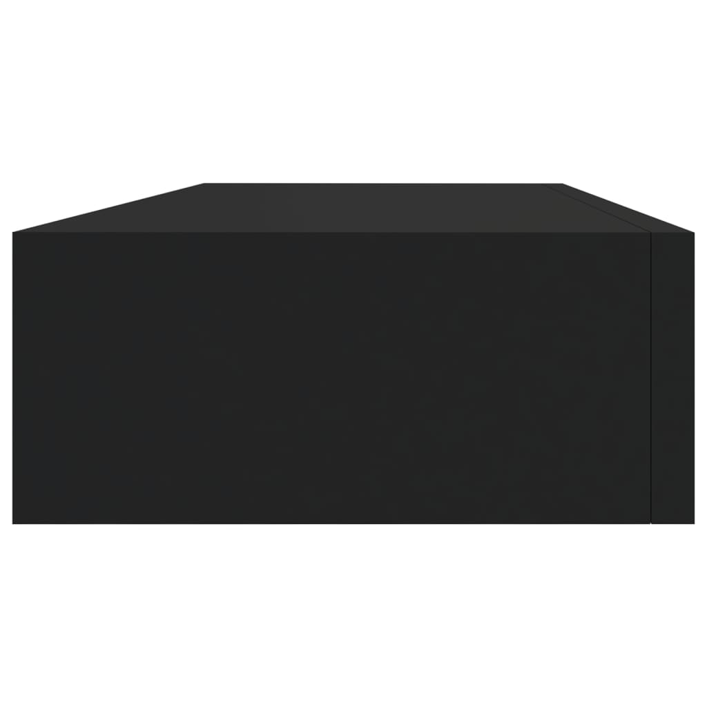 vidaXL Sieninė lentyna su stalčiumi, juoda, 60x23,5x10cm, MDF