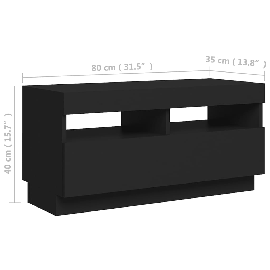vidaXL Televizoriaus spintelė su LED apšvietimu, juoda, 80x35x40cm