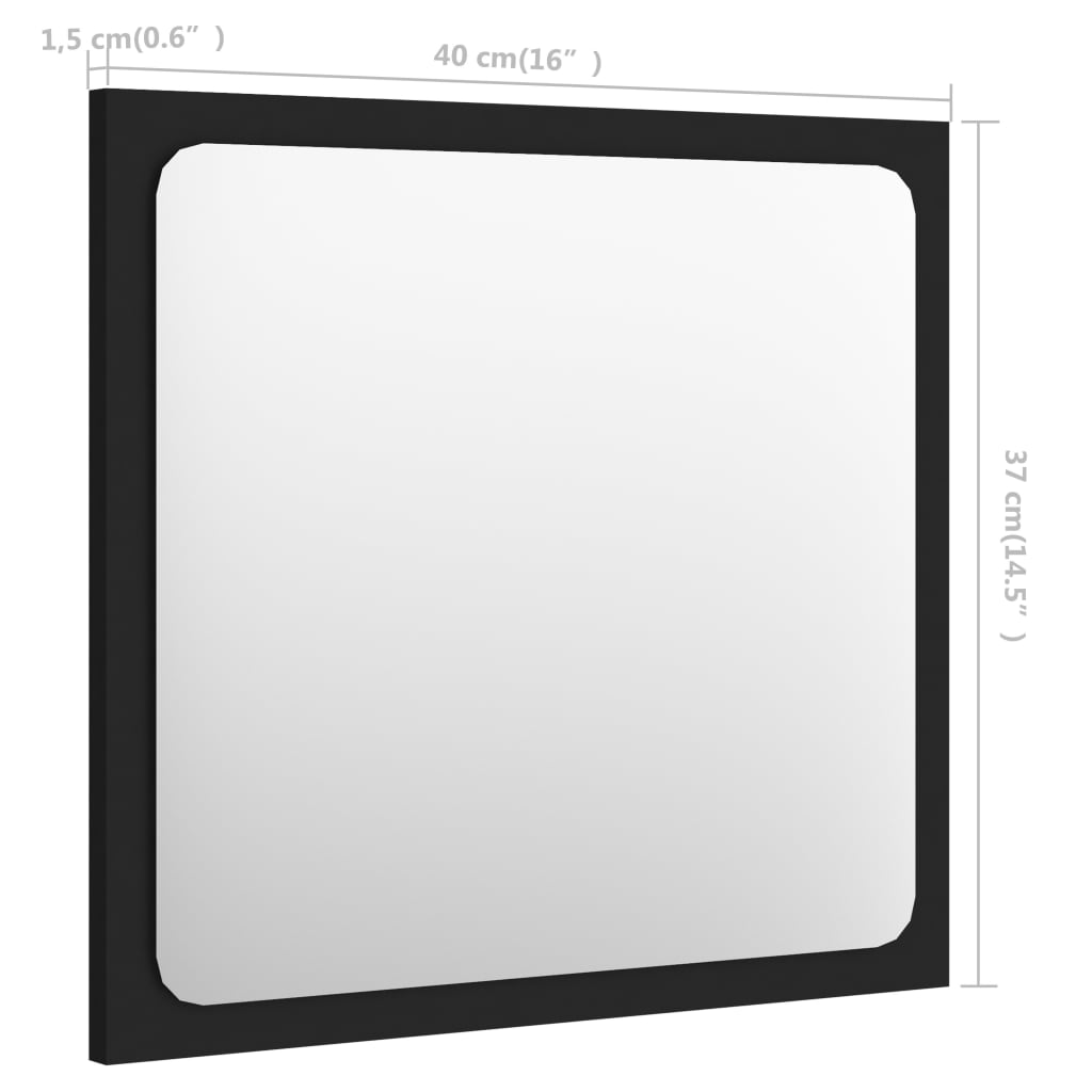 vidaXL Vonios kambario veidrodis, juodos spalvos, 40x1,5x37cm, MDP