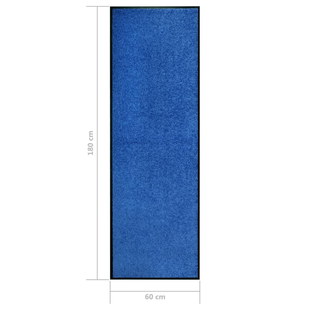 vidaXL Durų kilimėlis, mėlynos spalvos, 60x180cm, plaunamas
