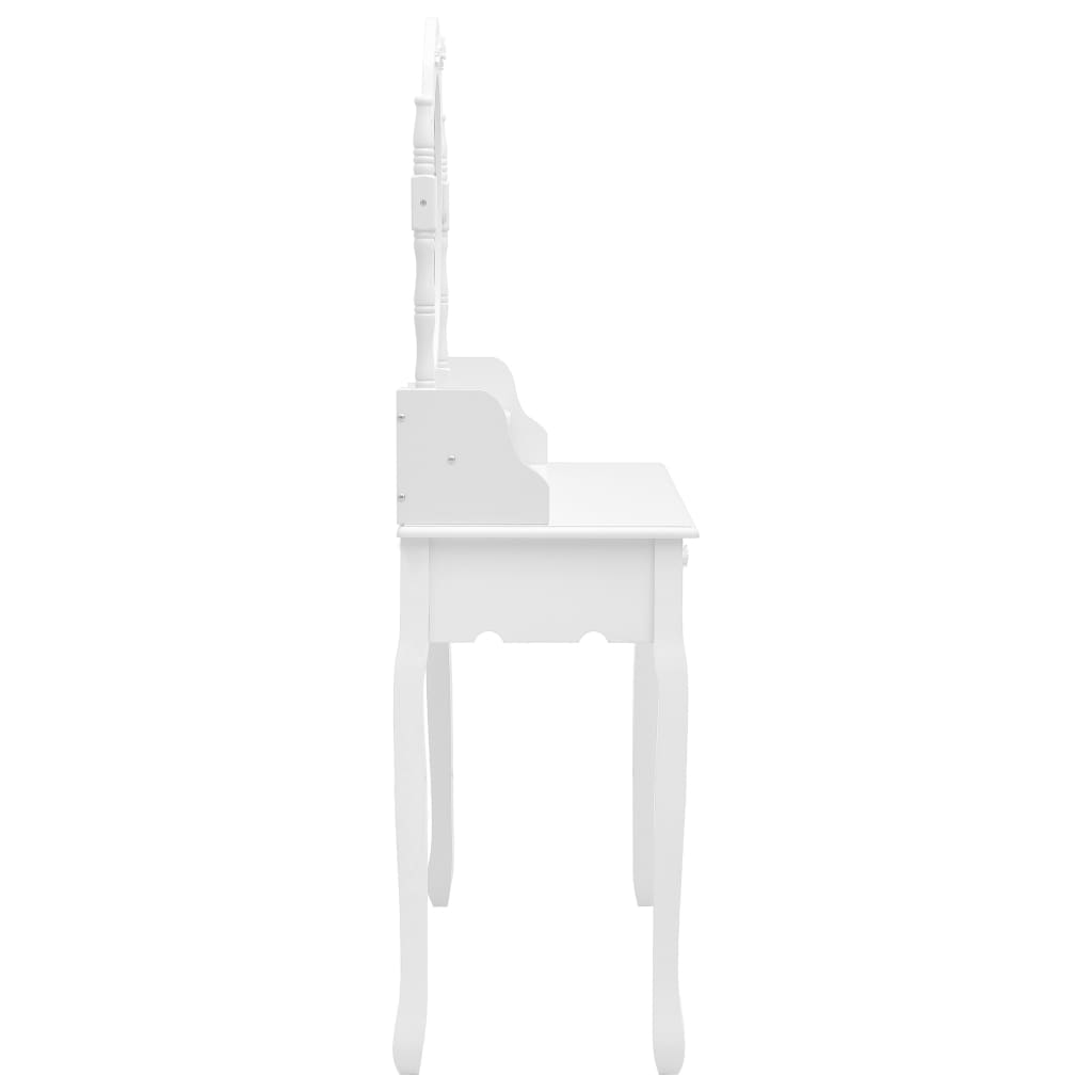 vidaXL Kosmetinio staliuko rinkinys, baltas, 75x69x140cm, paulovnija