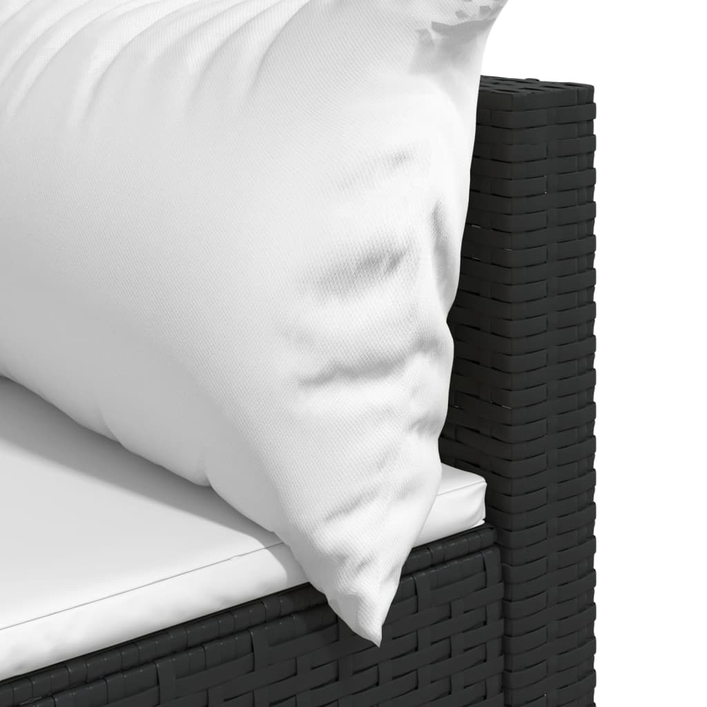 vidaXL Kampinės sofos su pagalvėlėmis, 2vnt., juodos, poliratanas