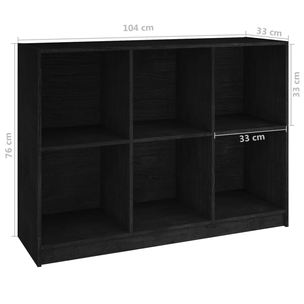 vidaXL Spintelė knygoms, juoda, 104x33x76cm, pušies medienos masyvas