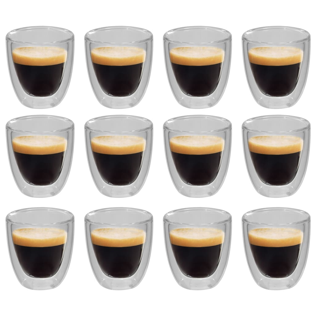 vidaXL Dvigubos sienelės termo stiklinės espresso kavai, 12vnt., 80ml